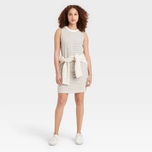 Sleeveless Striped Black and White Cotton Dress